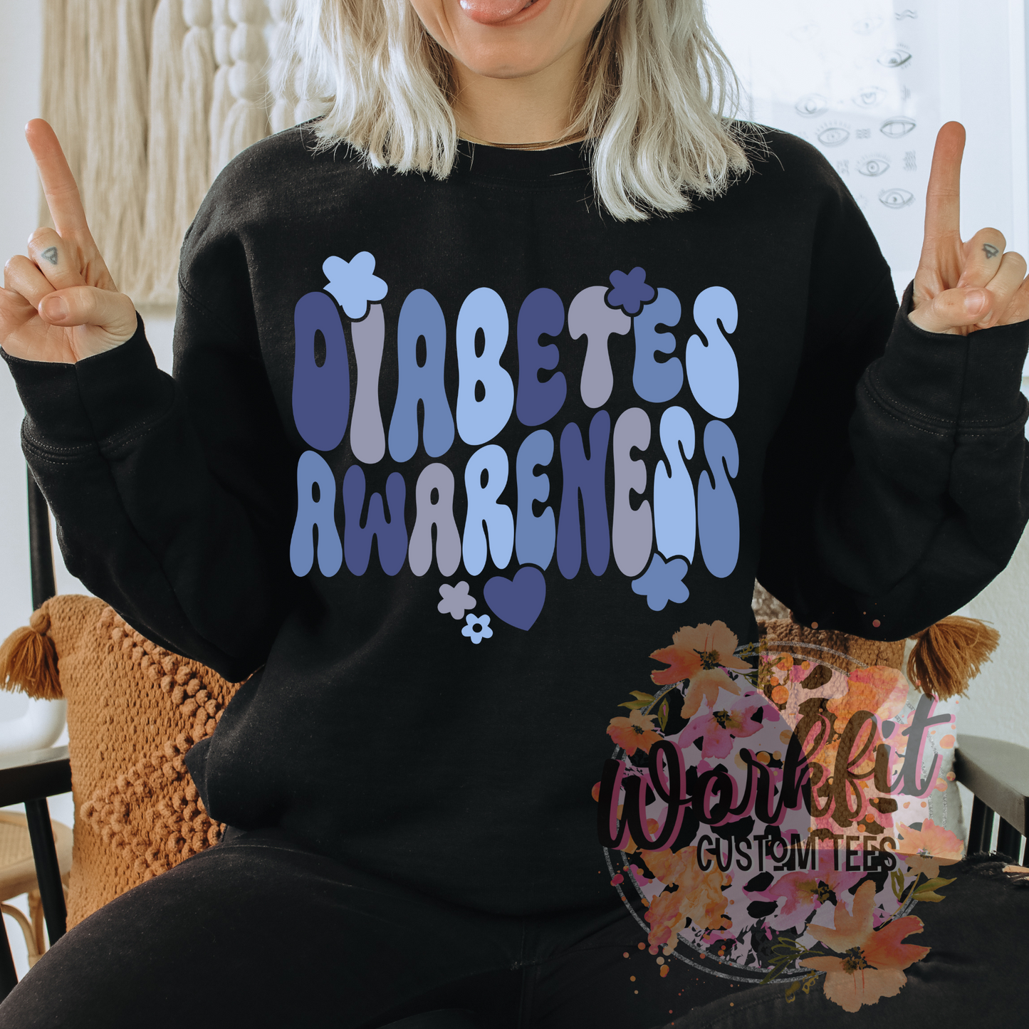 Diabetes Awareness- a touch of hope Crewneck