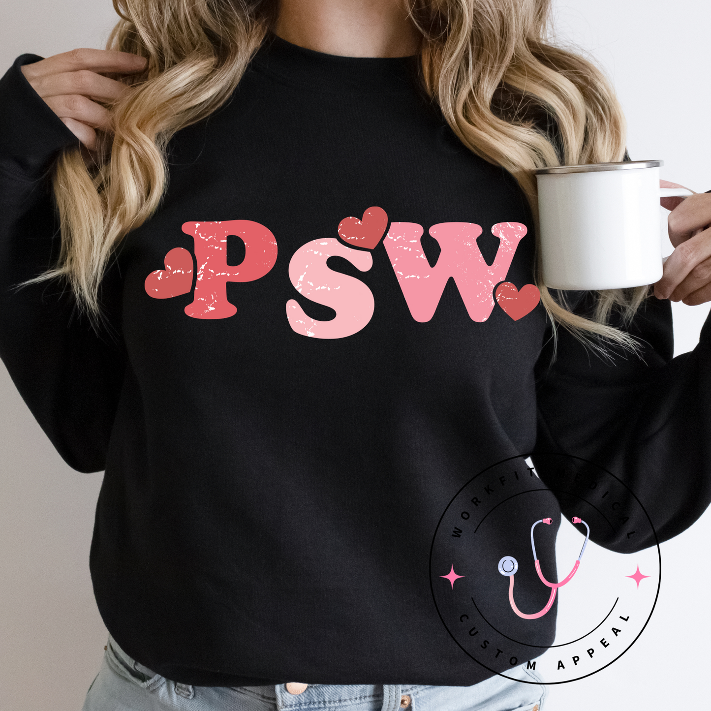 PSW 3 heart Crewneck