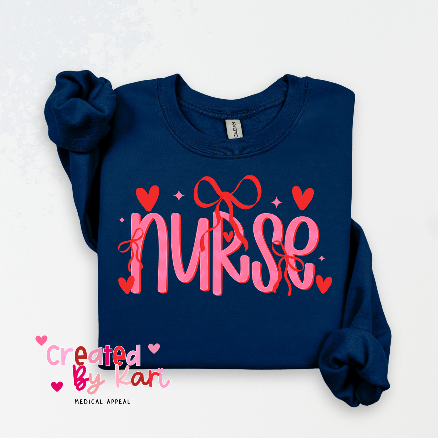 VDay Nurse Bow Crewneck