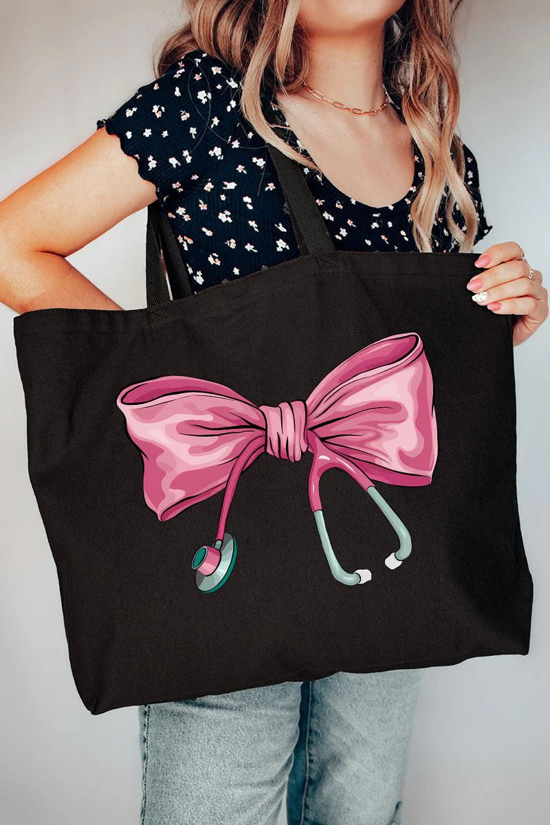 Large Stethoscope Bow Tote Bag