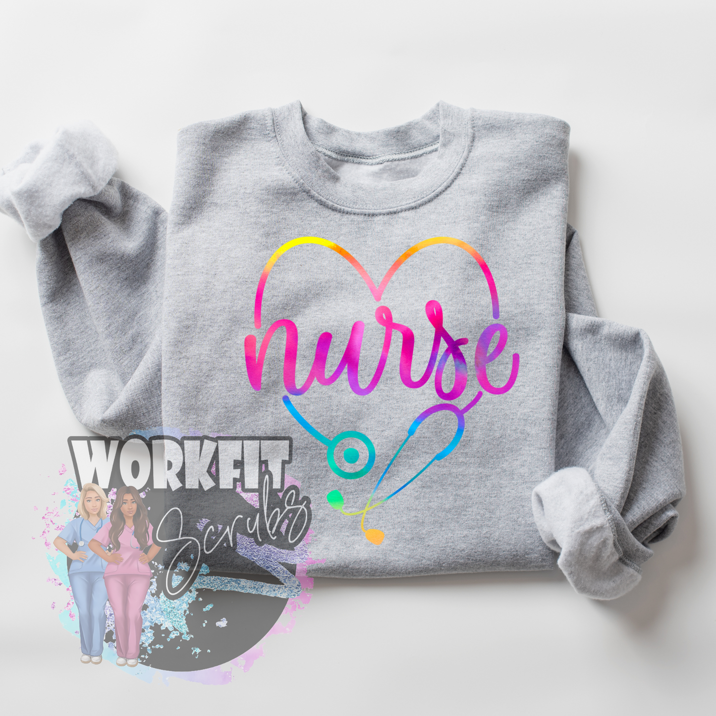 Rainbow Stethoscope Nurse Crewneck