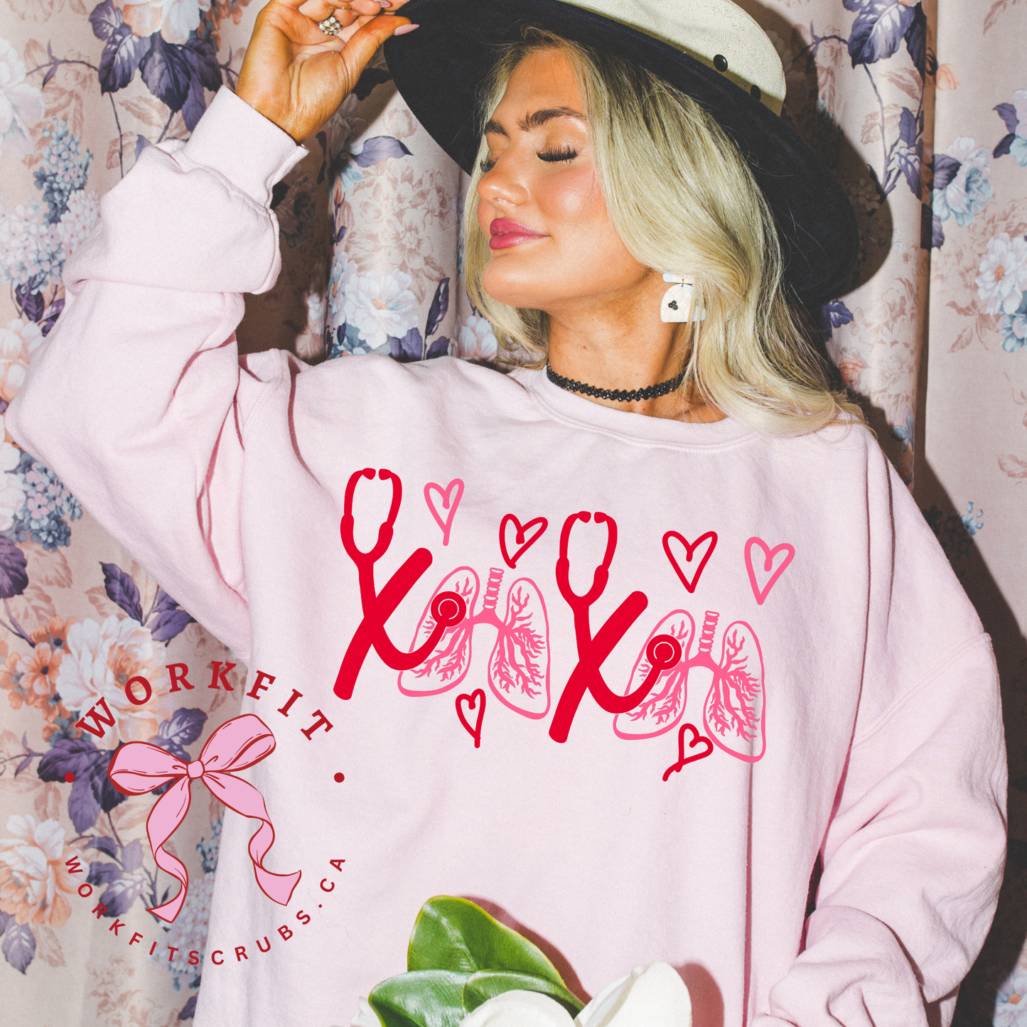 Respiratory Blush Love Day Crewneck
