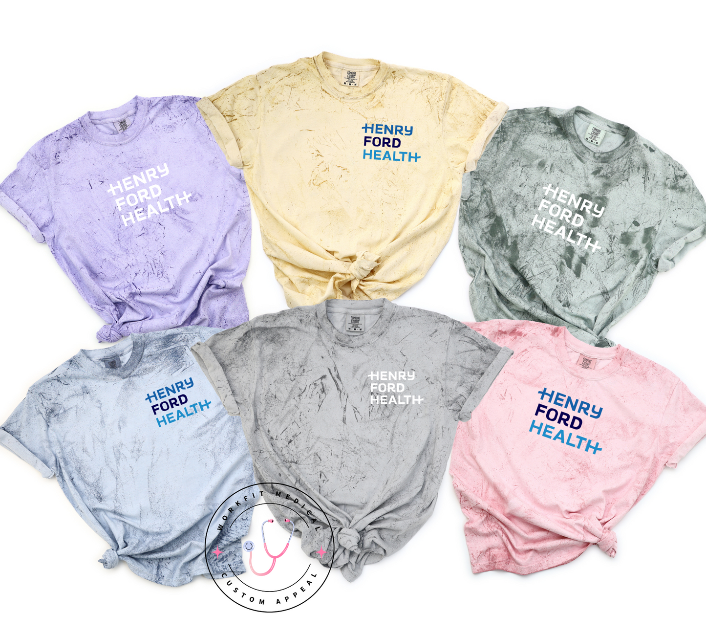 Henry Ford Health Dye Wash Logo Tees
