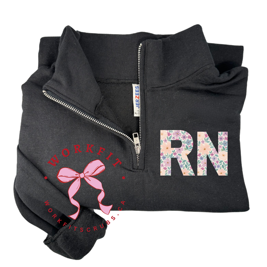 RN / RPN Floral 1/4 Zip Sweaters
