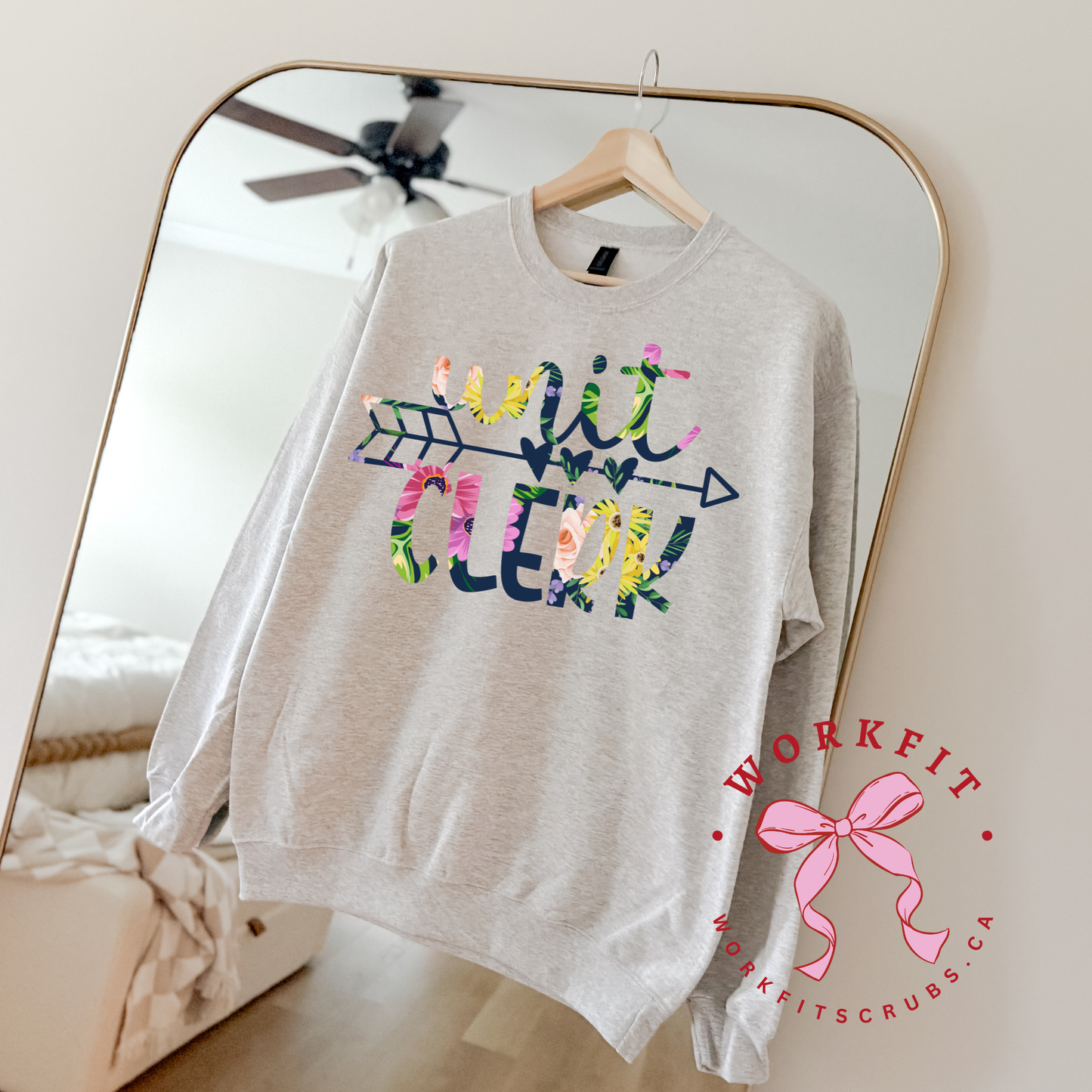 Unit Clerk Floral Arrow Crewneck