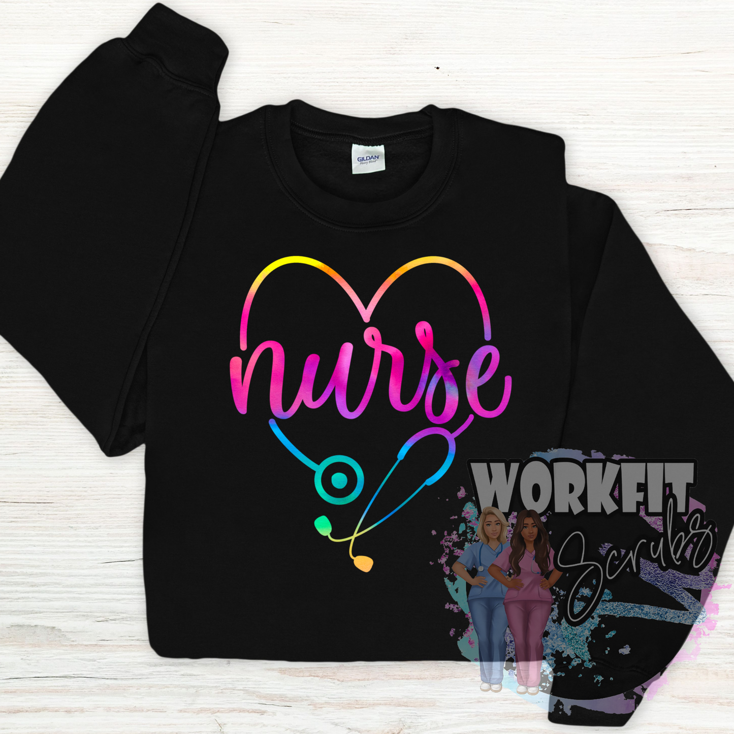 Rainbow Stethoscope Nurse Crewneck