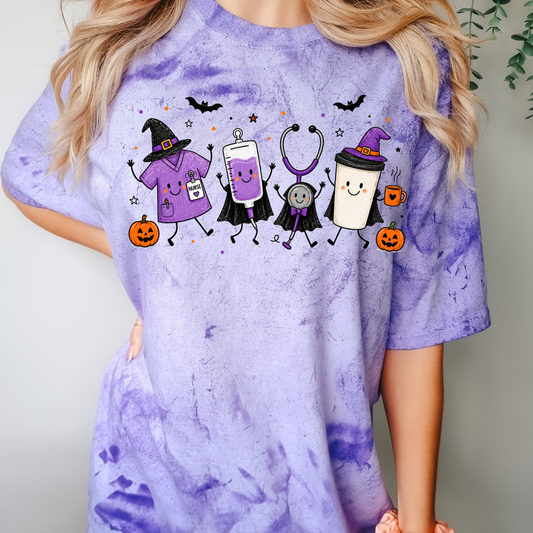 Halloween Doodle on Tie Dye Shirt