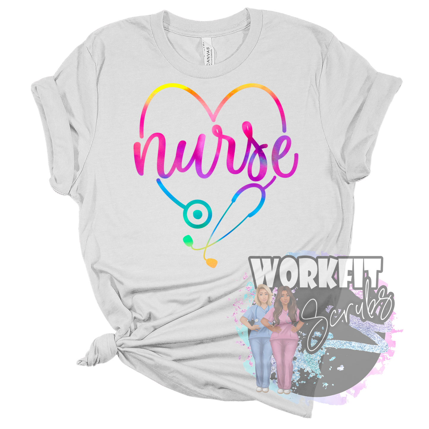 Rainbow Stethoscope Nurse Tee