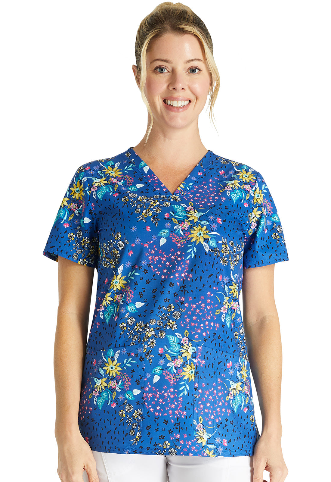 V Neck Printed Tops by Cherokee