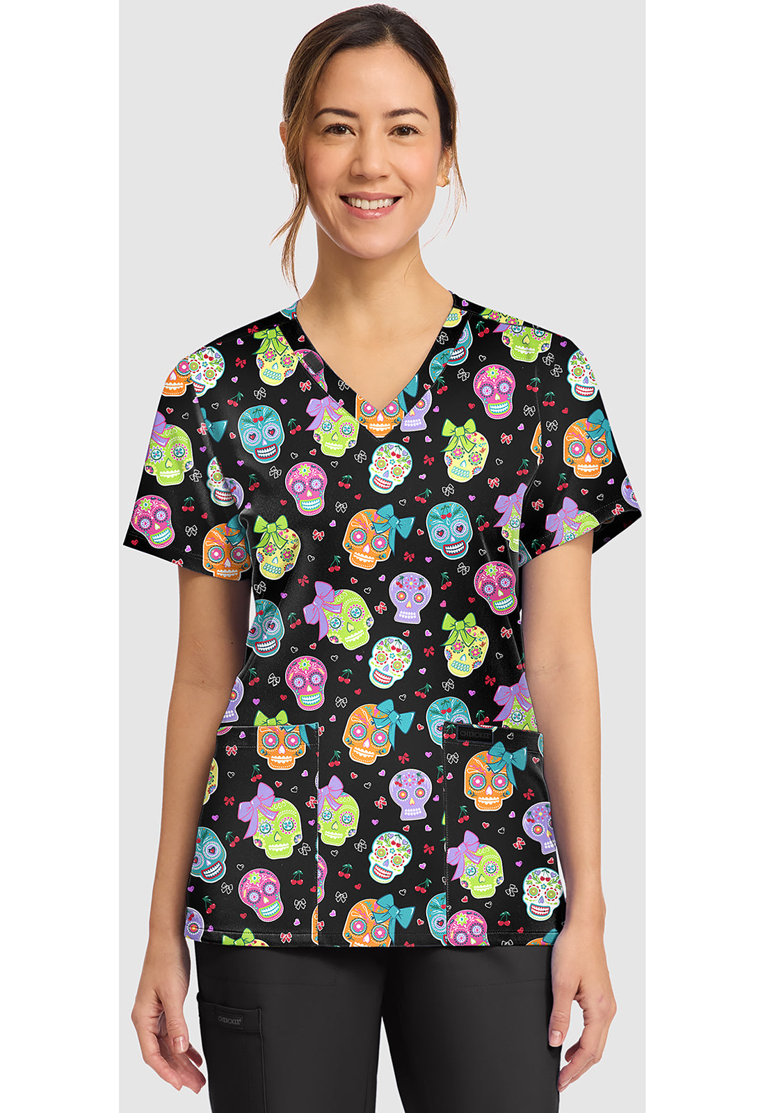 Women's V Neck CK Printed Tops