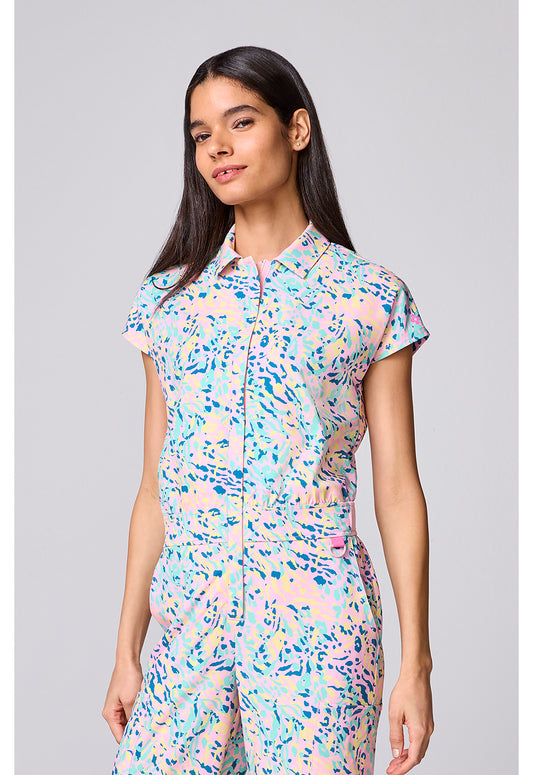 Printed Dolman Wide Leg Jumpsuit in TUTTI FRUITTI TIGER