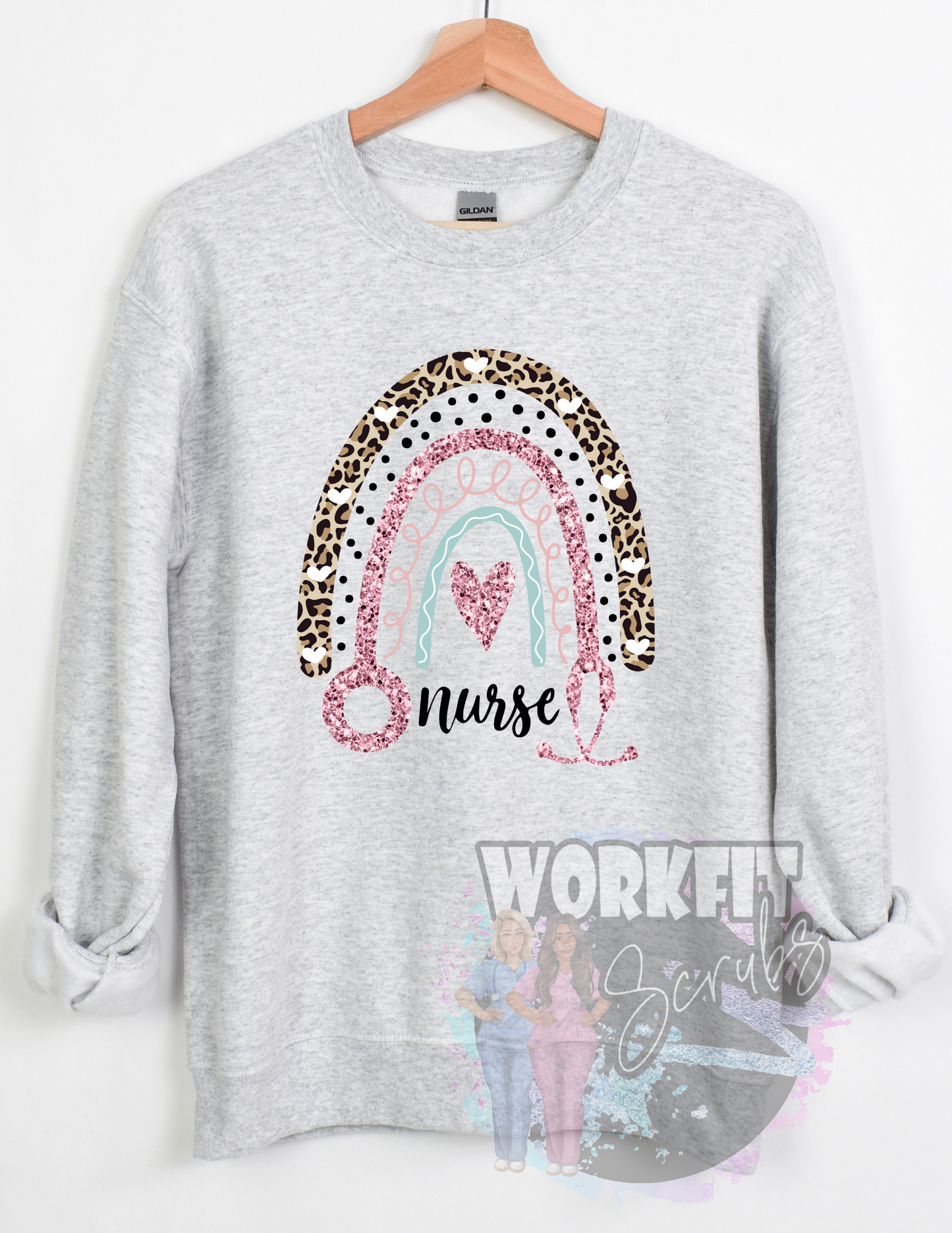 Glitter Nurse Rainbow Crewneck