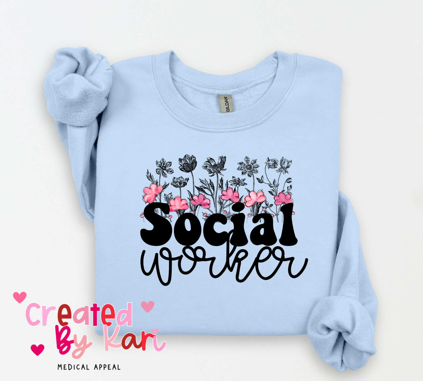 Social Worker Floral Crewneck