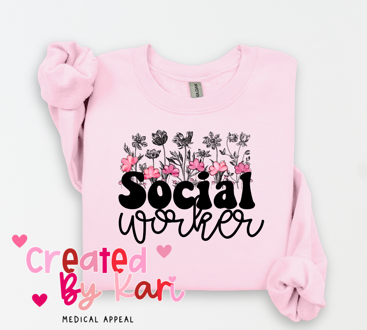 Social Worker Floral Crewneck