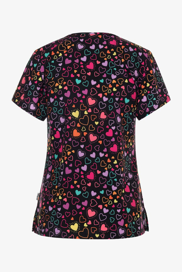 Happy Hearts Printed Scrub Top