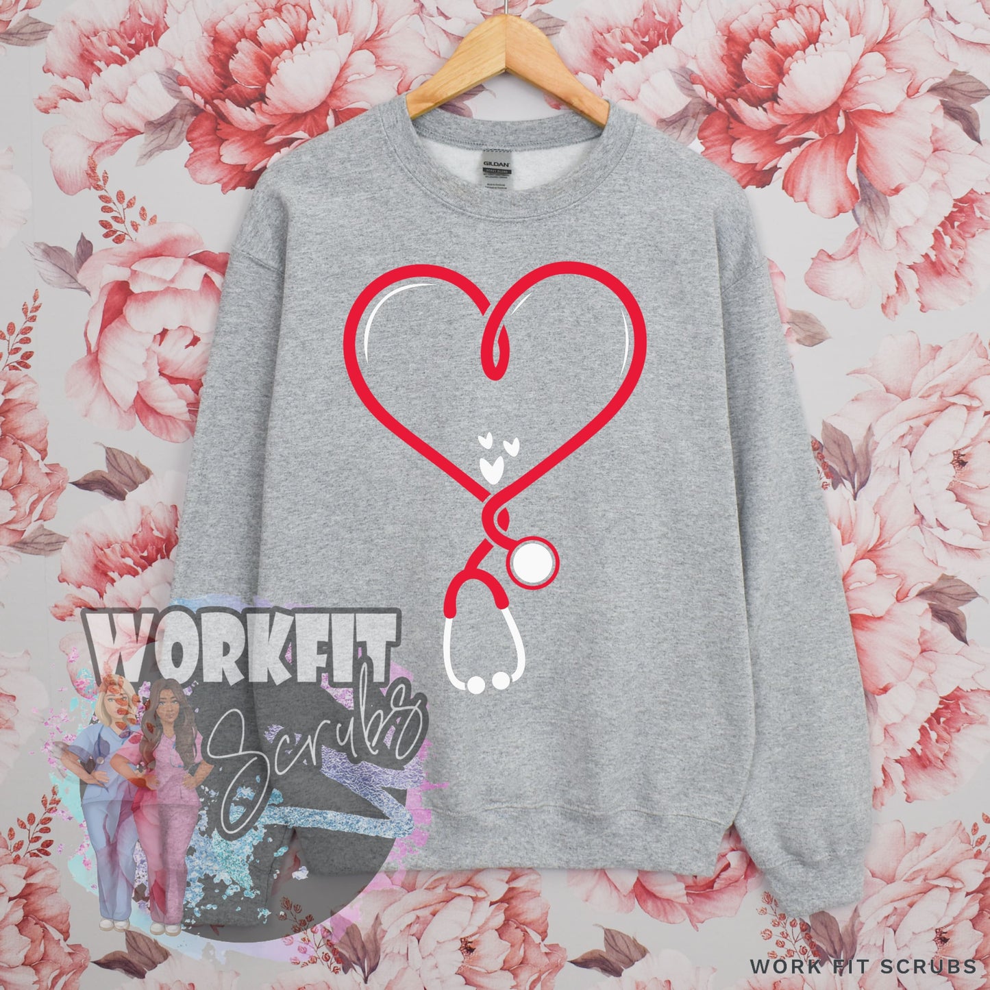 SHOP DTF CANADA - Heart Stethoscope Crewneck.