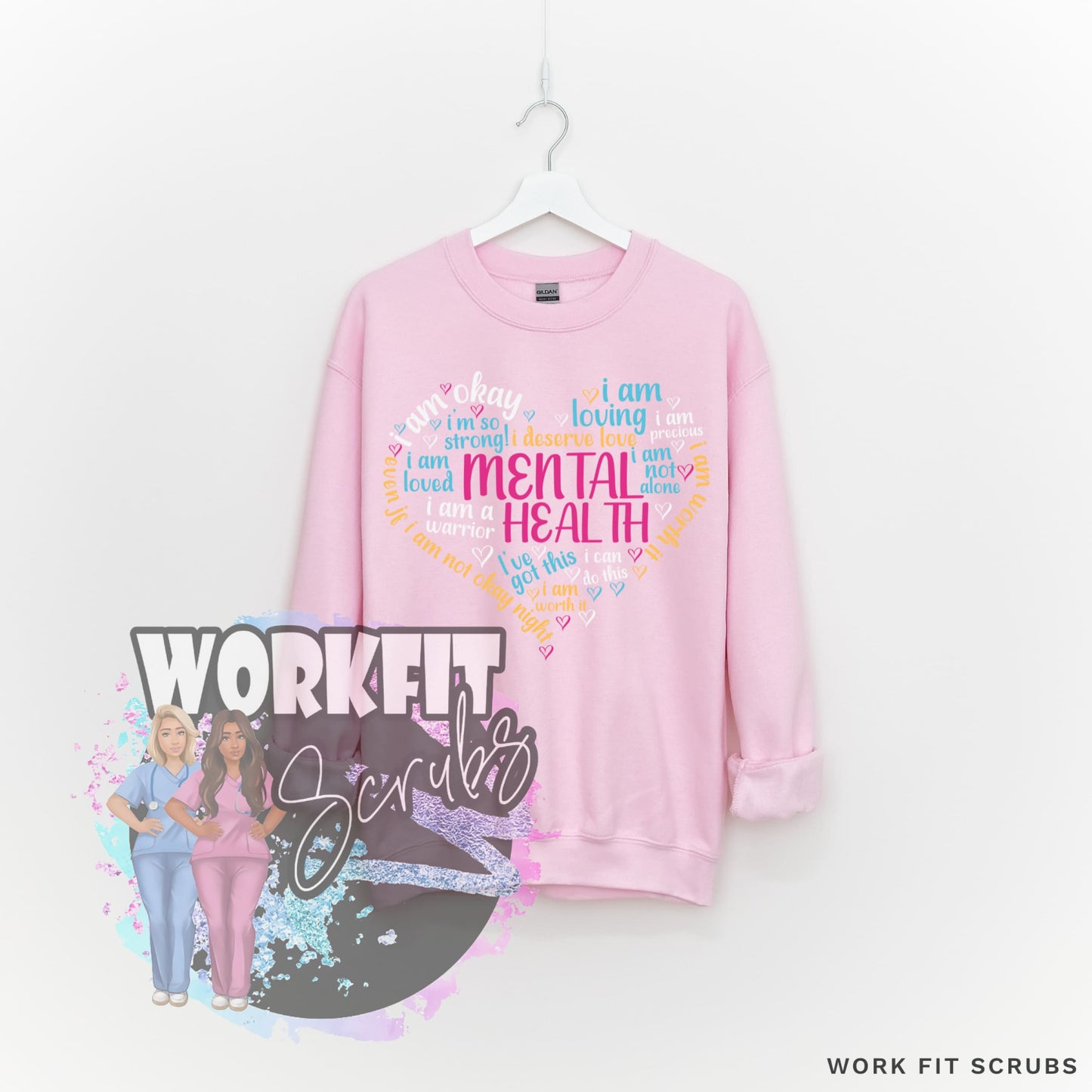 Work Fit Scrubs - Mental Health Heart Crewneck.