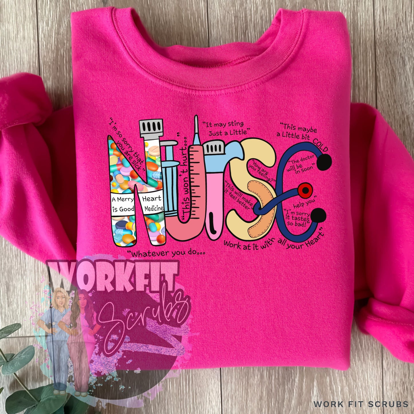 Work Fit Scrubs - Nurse-Med-Tubes CREWNECK.